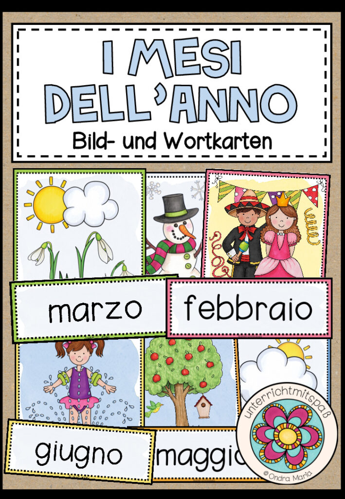 I MESI DELL’ANNO (Monate) – Bild- und Wortkarten (Italienisch)