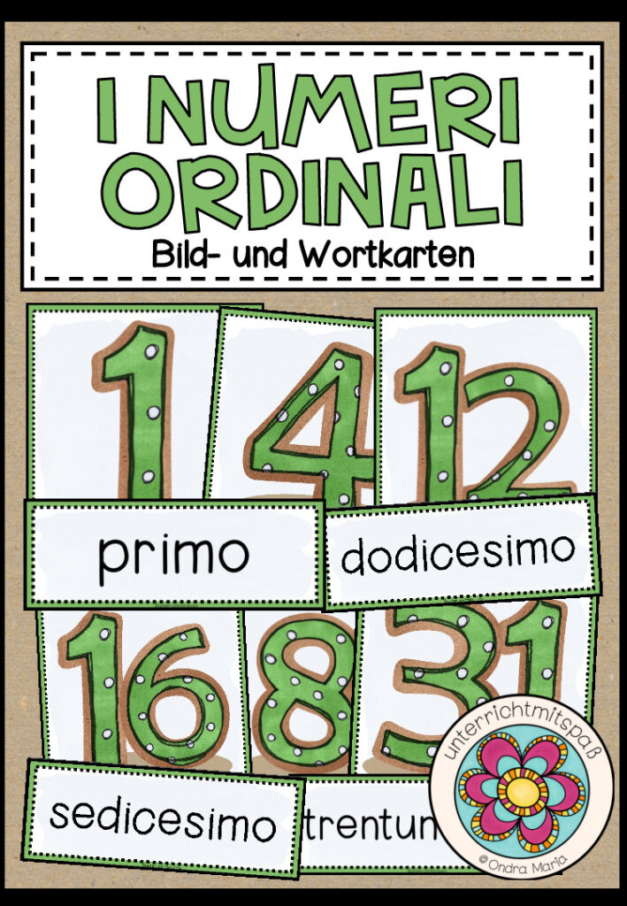 I NUMERI ORDINALI (Ordinalzahlen) – Bild- und Wortkarten (Italienisch)