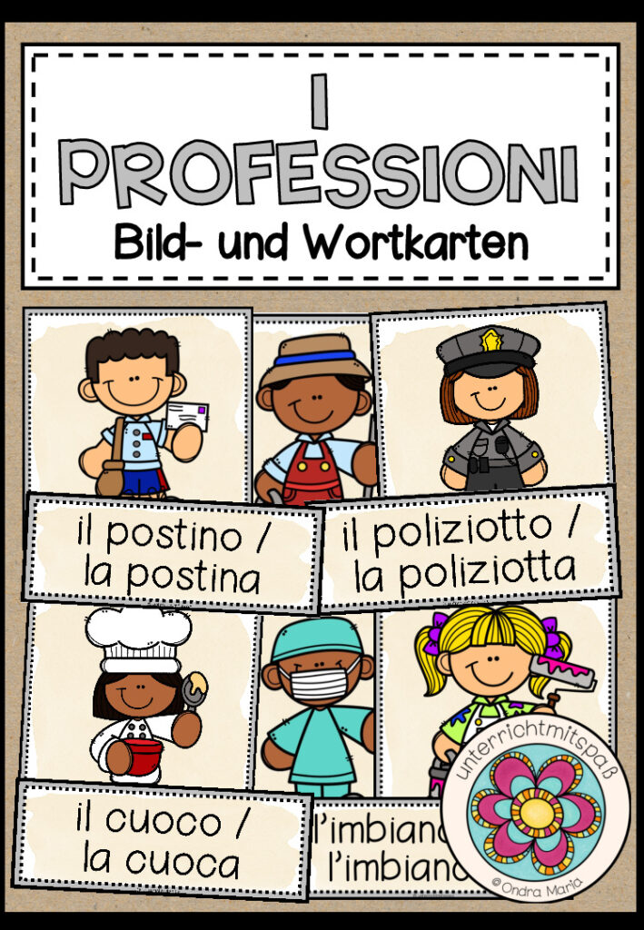 I PROFESSIONI (Berufe) – Bild- und Wortkarten (Italienisch)