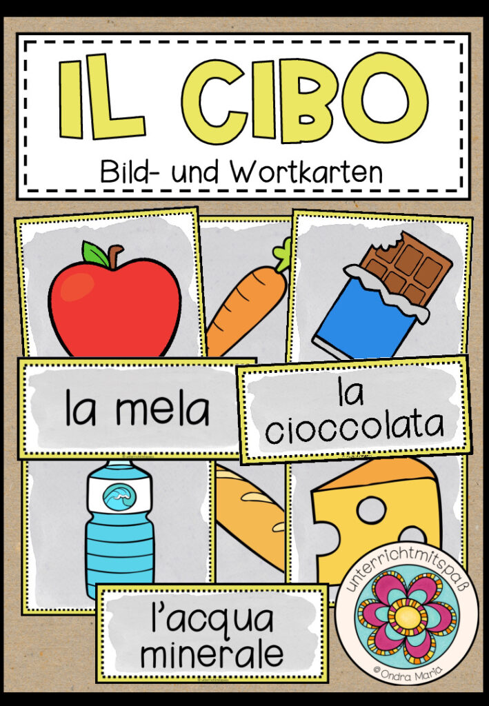 IL CIBO (Lebensmittel) – Bild- und Wortkarten (Italienisch)
