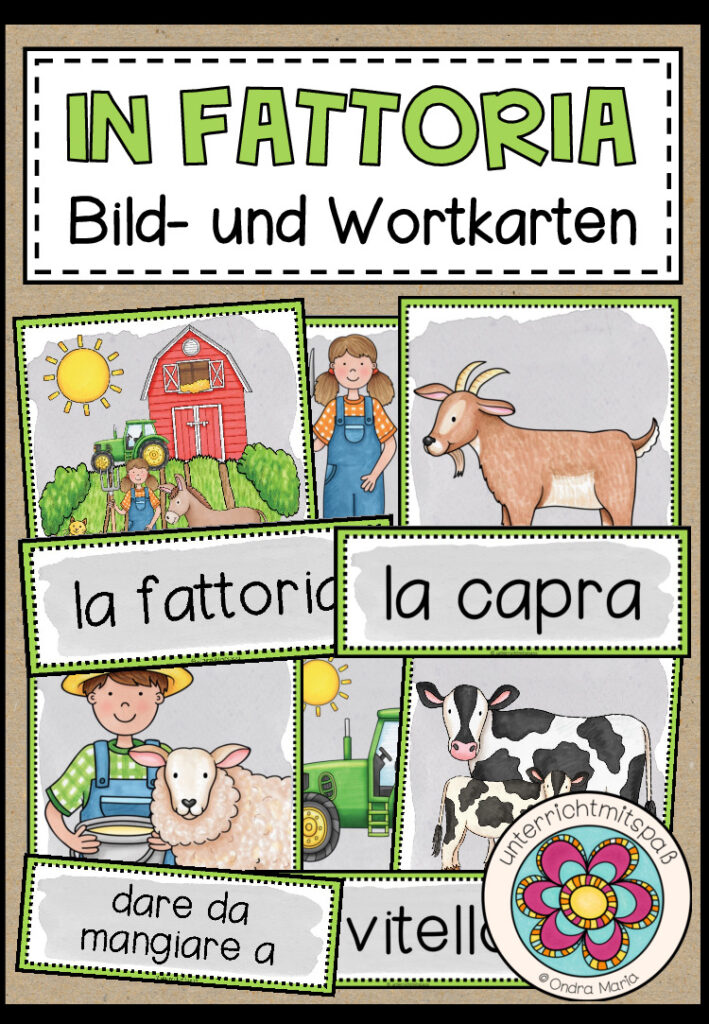 IN FATTORIA (auf der Farm) – Bild- und Wortkarten (Italienisch)