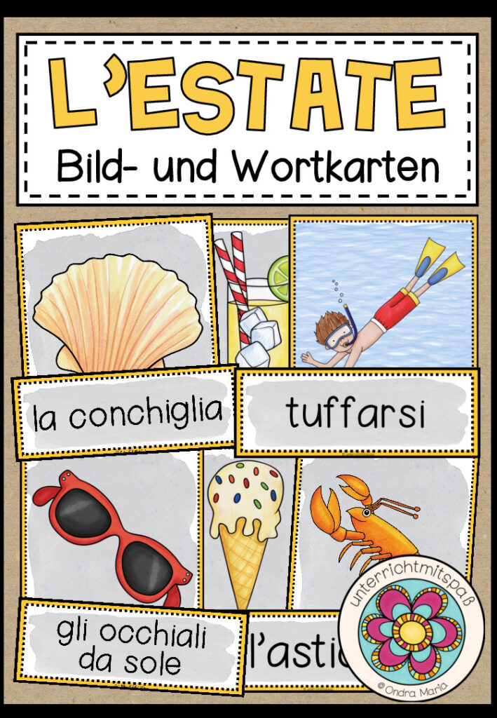 L’ESTATE (Sommer) – Bild- und Wortkarten (Italienisch)