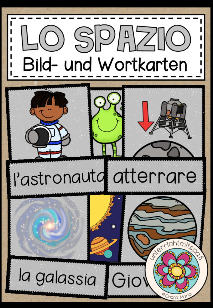 LO SPAZIO (Weltraum) – Bild- und Wortkarten (Italienisch)
