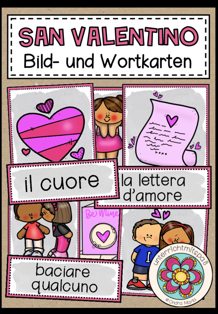 SAN VALENTINO (Valentinstag) – Bild- und Wortkarten (Italienisch)
