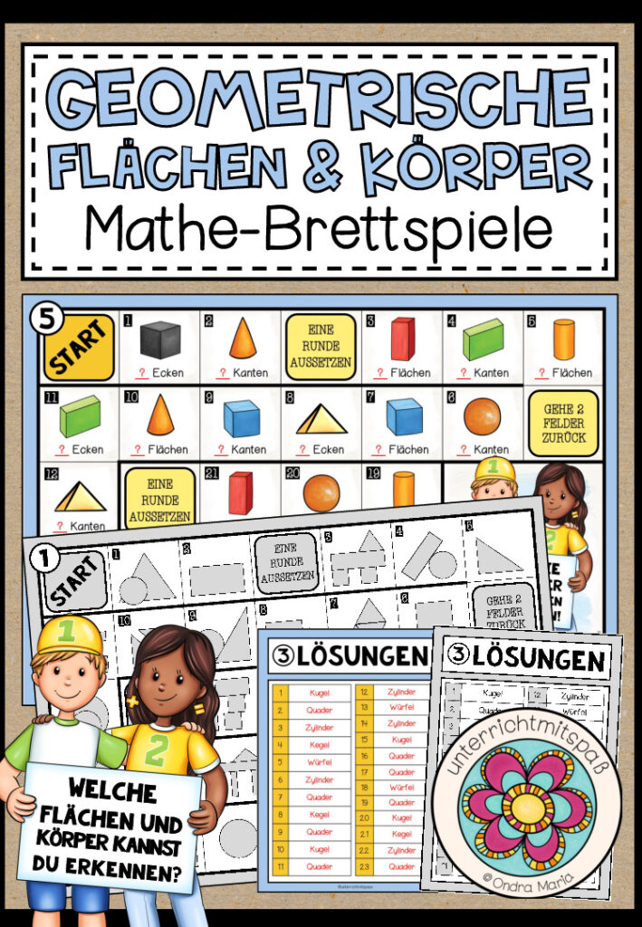 GEOMETRISCHE FLÄCHEN UND KÖRPER – 5 Mathe-Brettspiele