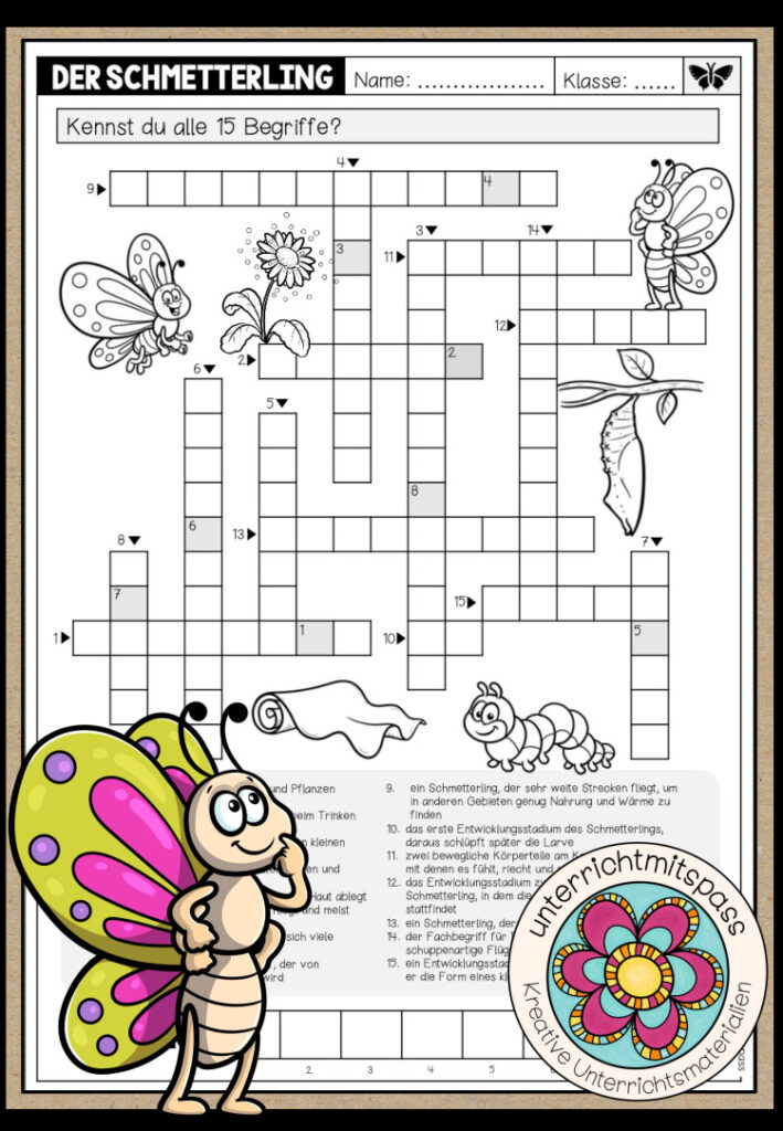 DER SCHMETTERLING – Kreuzworträtsel