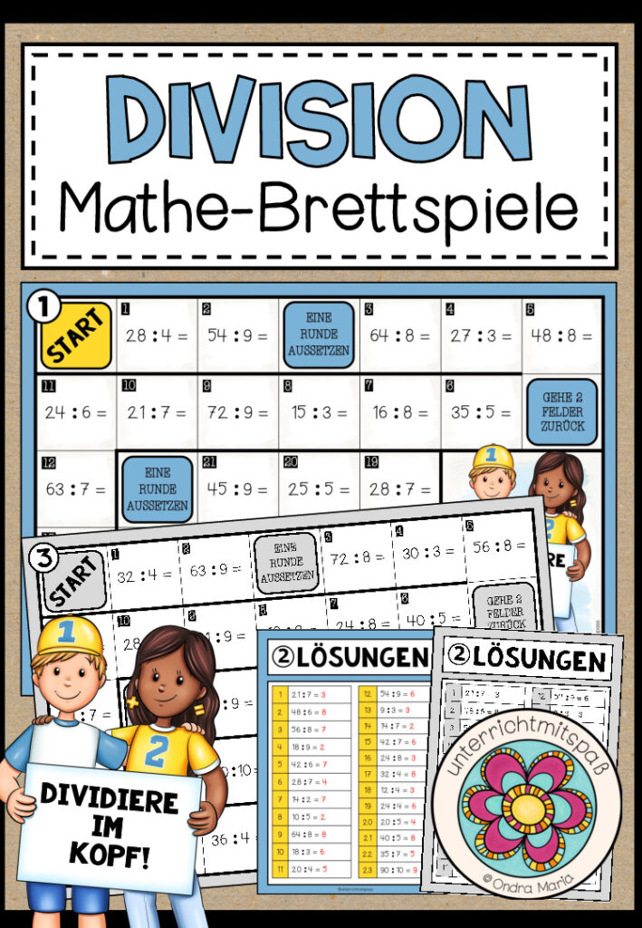 DIVISION (im Zahlenraum N) – 3 Mathe-Brettspiele