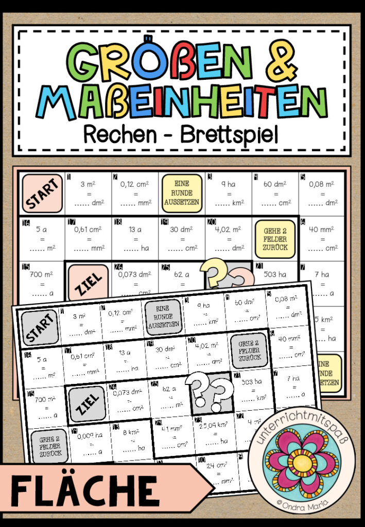 GRÖßEN UND MAßEINHEITEN – Fläche (Brettspiel)