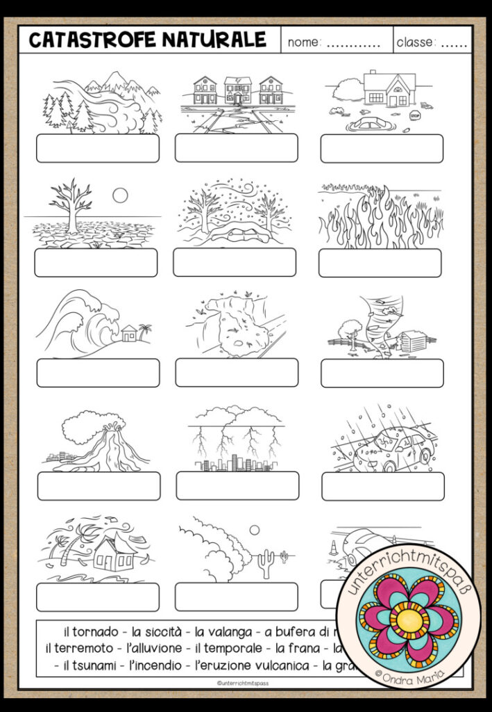 CATASTROFE NATURALE (Naturkatastrophen) – Bildwörterbuch (Italienisch)