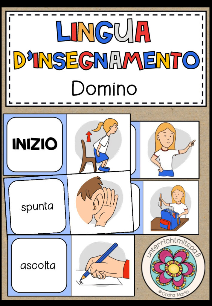 LINGUA D’INSEGNAMENTO (Begriffe im Unterricht) – Domino (Italienisch)