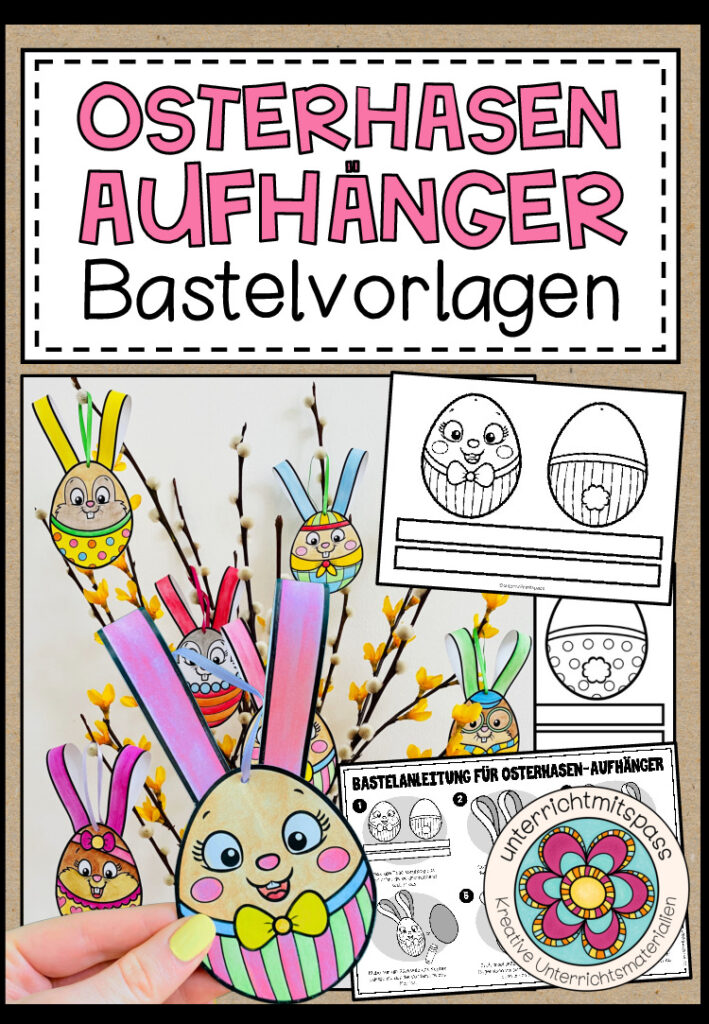 Osterhasen – Aufhänger (Bastelvorlagen)