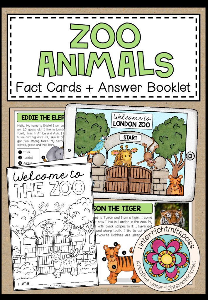 ZOO ANIMALS – Fact Cards + Forscherheft (+interaktive Präsentation)