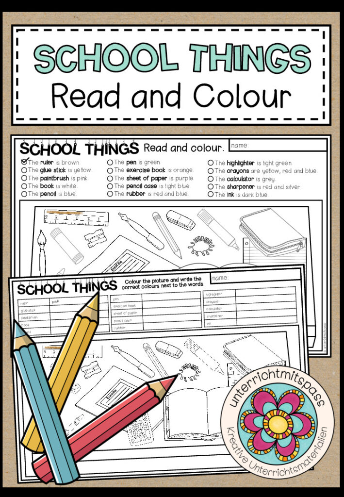 School Things – Read and Colour (2-fach differenziert)