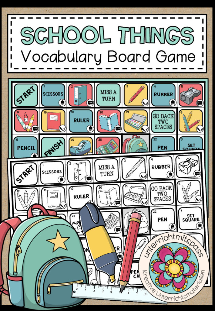 SCHOOL THINGS – Vocabulary Board Game