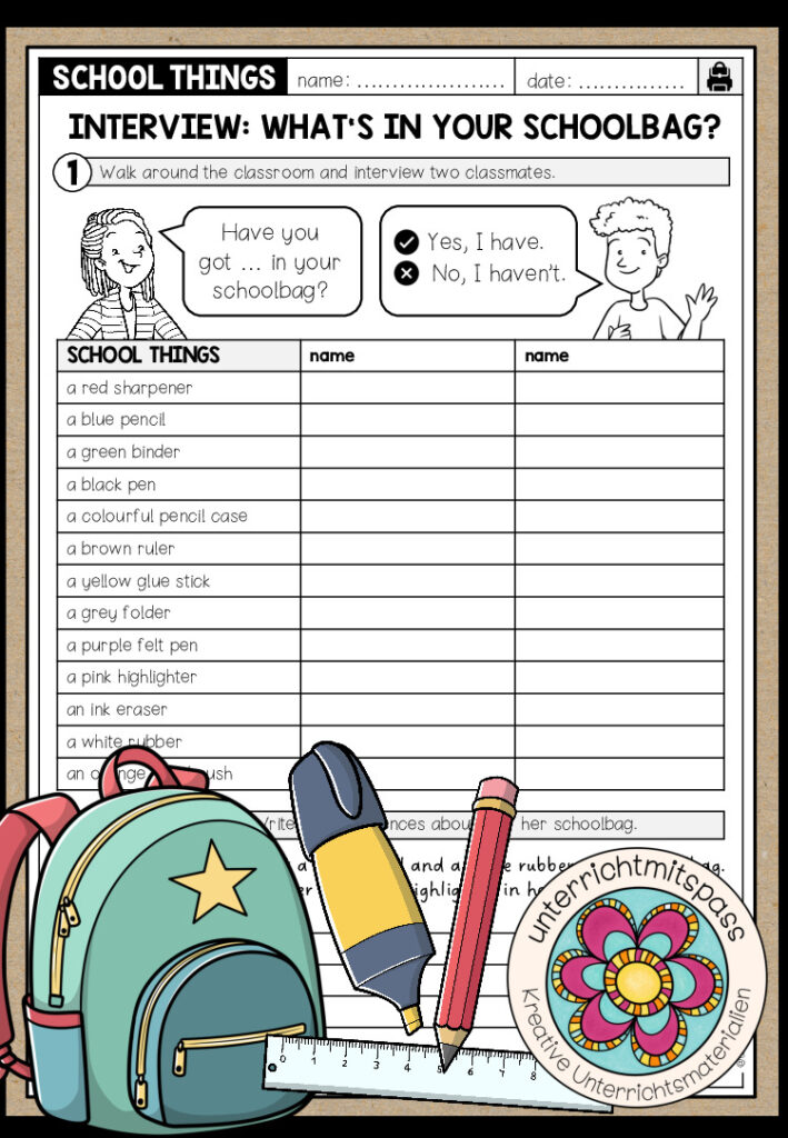 SCHOOL THINGS – What’s in your schoolbag? (Interview)