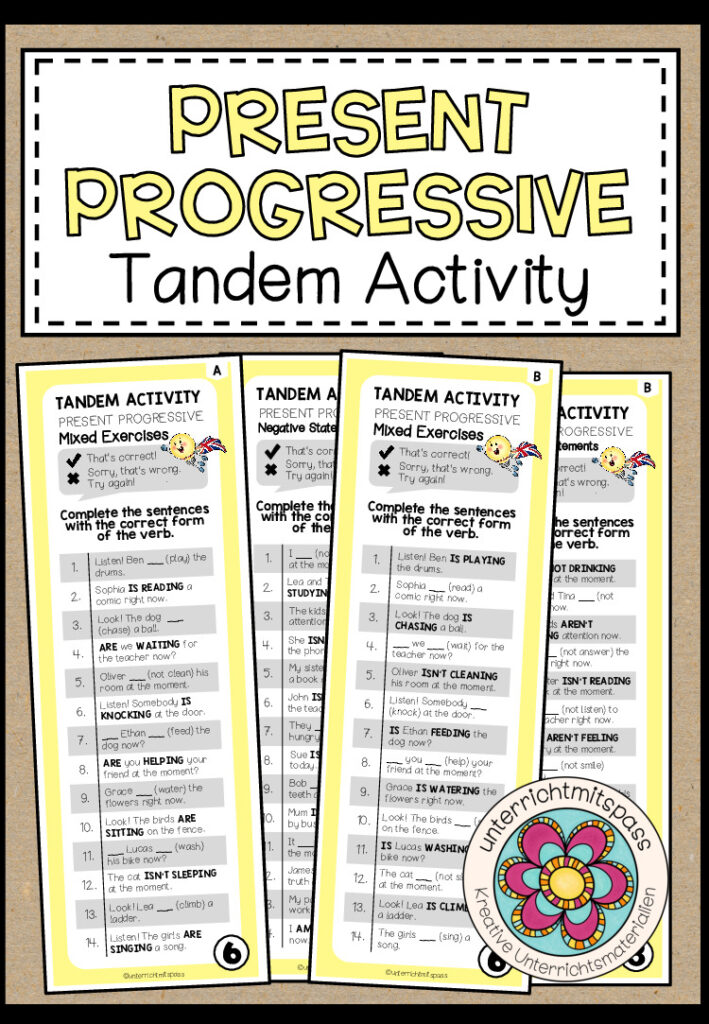 PRESENT PROGRESSIVE – Tandem Activity