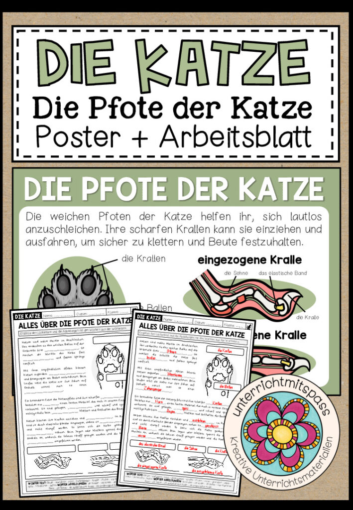 DIE PFOTE DER KATZE – Poster + Arbeitsblatt