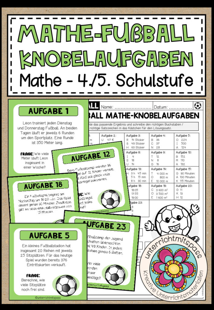 Fußball (WM 2026) – Knobelaufgaben für den Matheunterricht (4./5. Schulstufe)