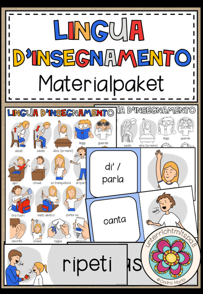 LINGUA D’INSEGNAMENTO (Begriffe im Unterricht) – Materialpaket (Italienisch)