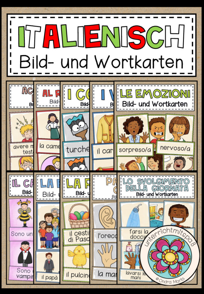 BILD- und WORTKARTEN (Italienisch) MEGA PAKET (wachsendes Paket)