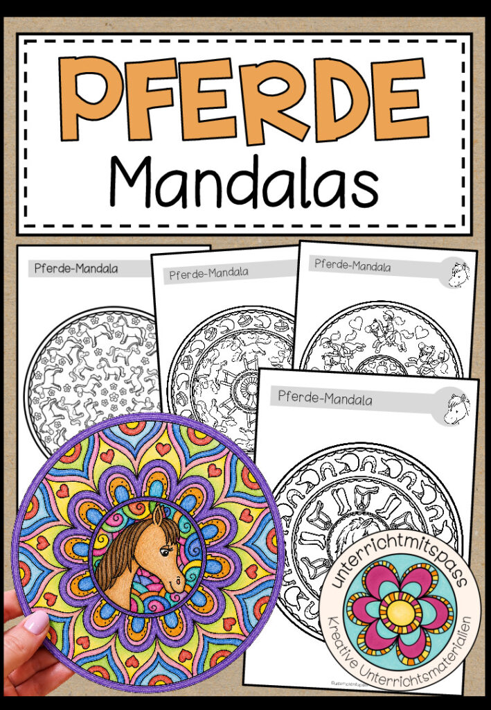PFERDE – Mandalas (6 Malvorlagen)