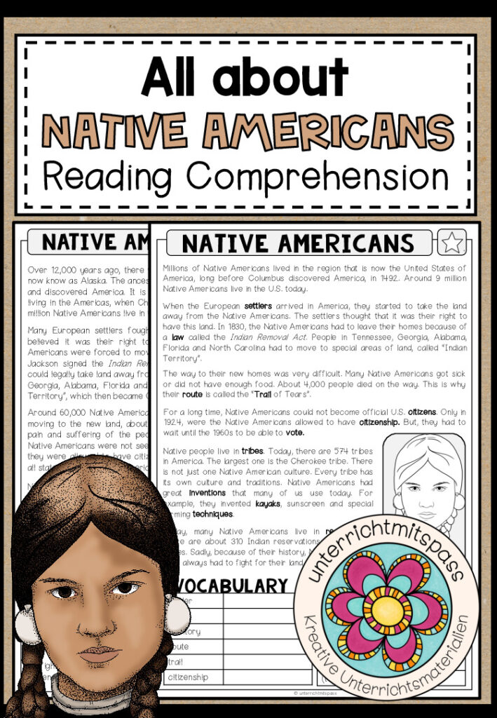 Native Americans – Reading Comprehension (2-fach differenziert + Conversation Strips)