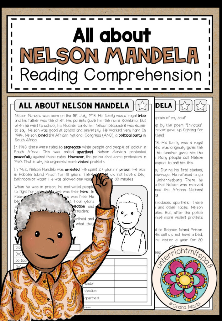 Nelson Mandela – Reading Comprehension (2-fach differenziert + Conversation Strips)