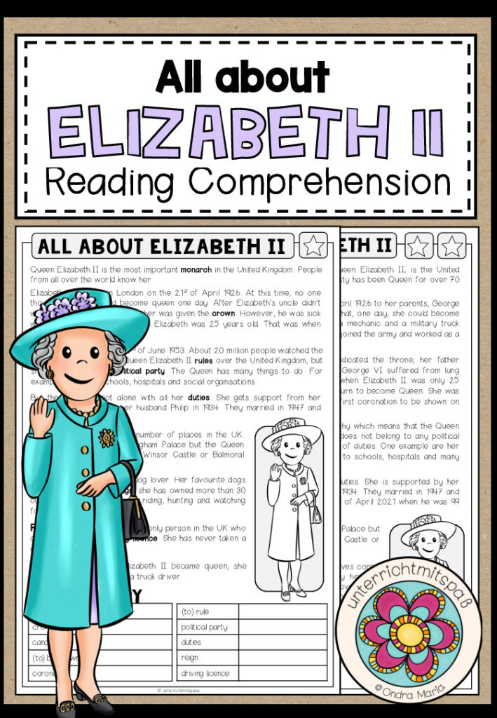 QUEEN ELIZABETH II – Reading Comprehension (2-fach differenziert + Conversation Strips)