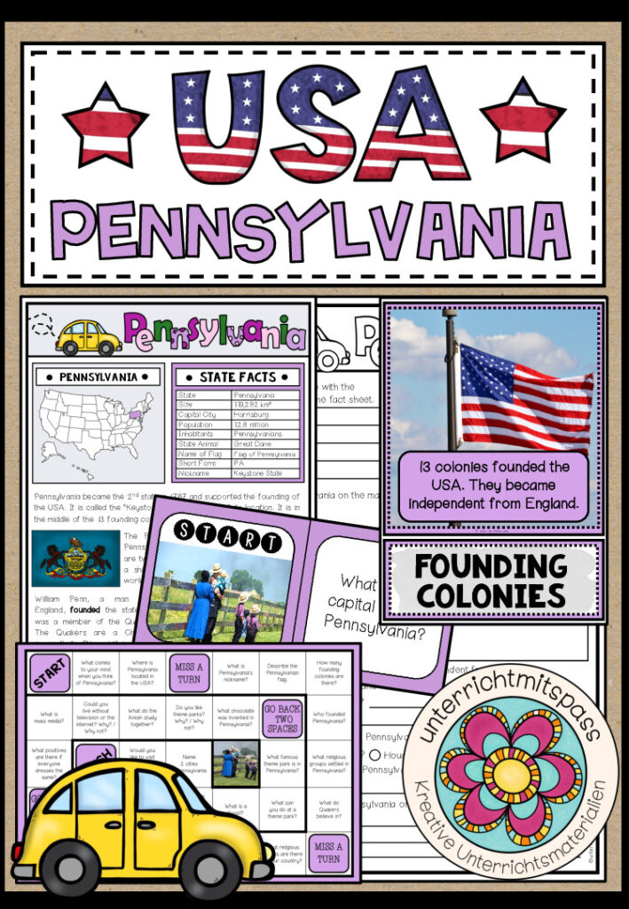 USA – Pennsylvania (Fact Sheets, Worksheets and Games)
