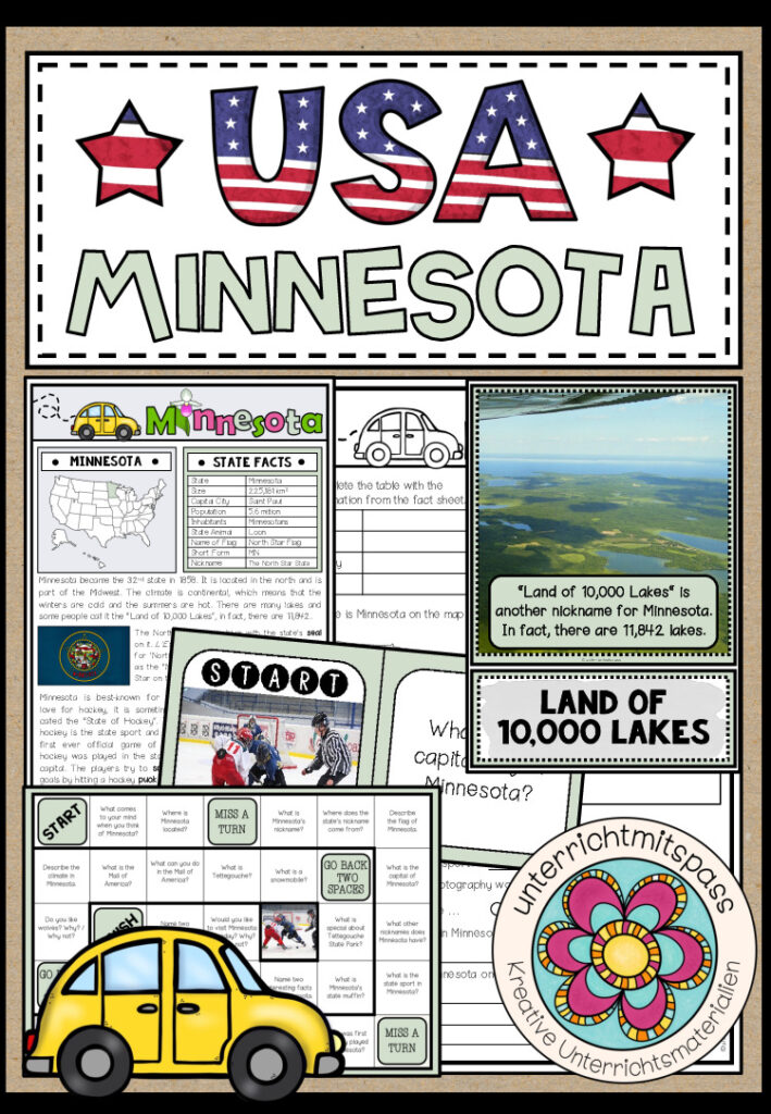 USA – Minnesota (Fact Sheets, Worksheets and Games)