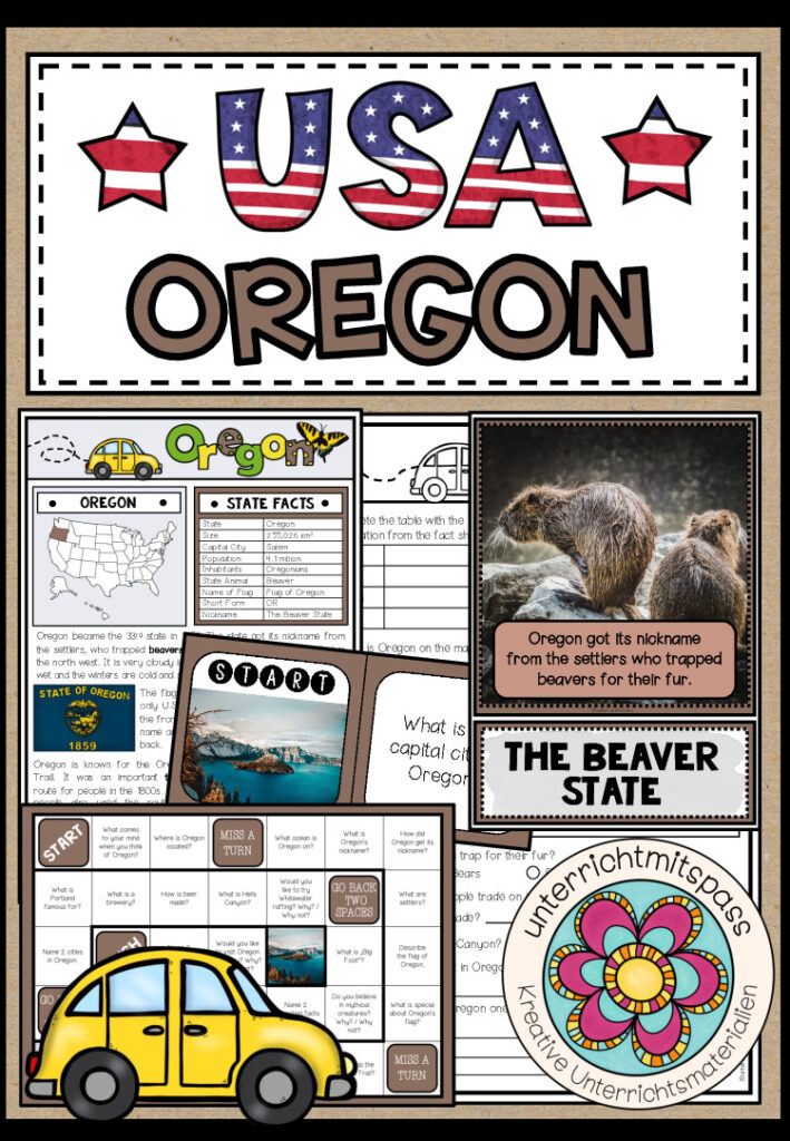 USA – Oregon (Fact Sheets, Worksheets and Games)