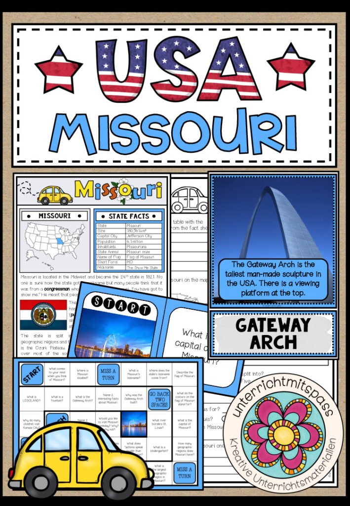 USA – Missouri (Fact Sheets, Worksheets and Games)