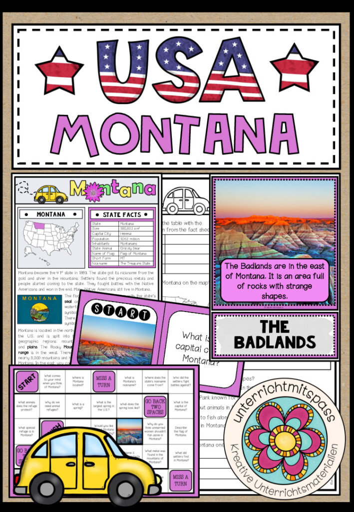USA – Montana (Fact Sheets, Worksheets and Games)