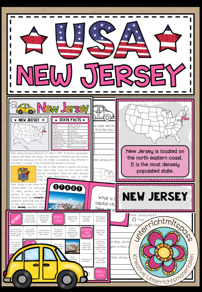 USA – New Jersey (Fact Sheets, Worksheets and Games)