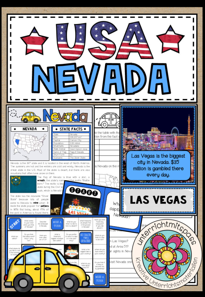 USA – Nevada (Fact Sheets, Worksheets and Games)