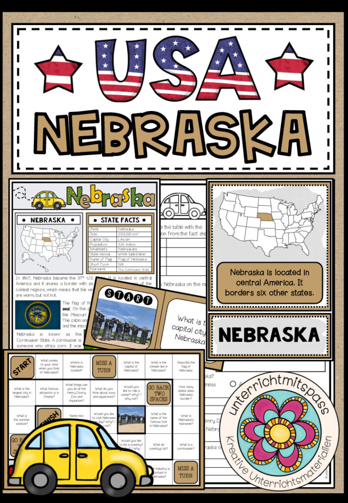 USA – Nebraska (Fact Sheets, Worksheets and Games)