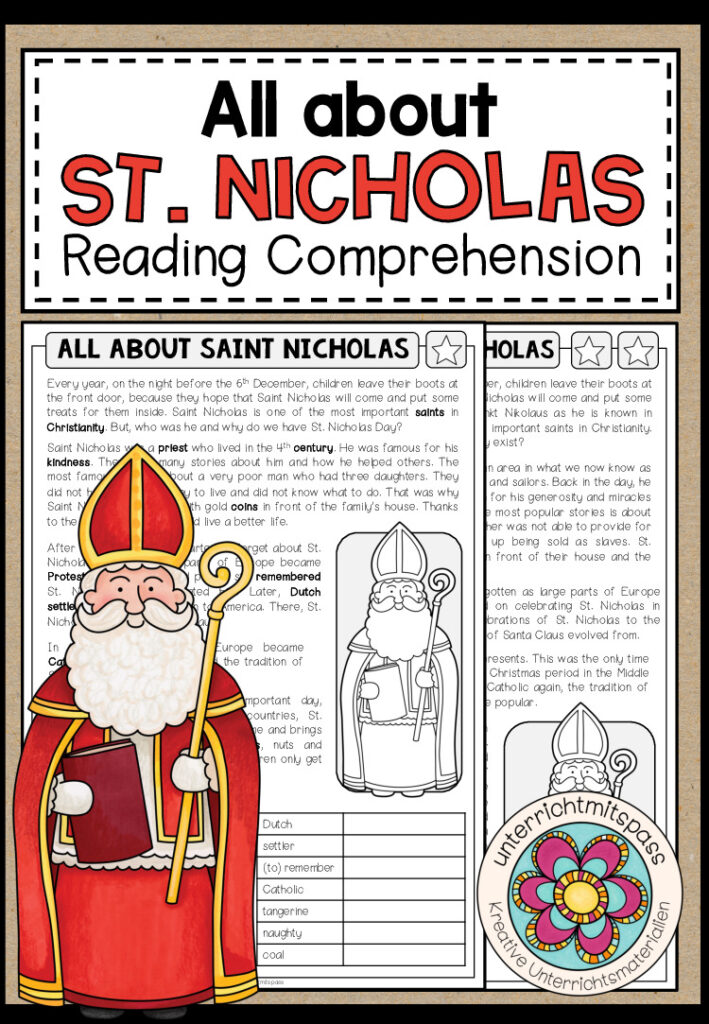 St. Nicholas – Reading Comprehension (2-fach differenziert + Conversation Strips)