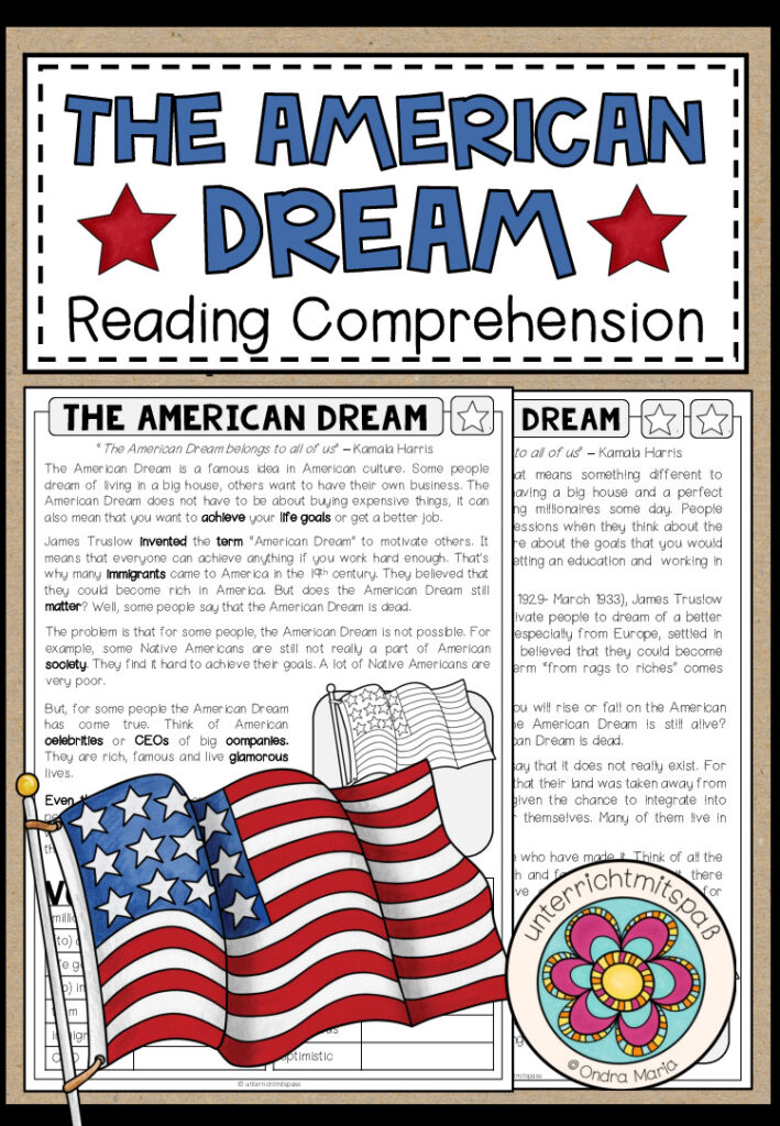 THE AMERICAN DREAM – Reading Comprehension (2-fach differenziert + Conversation Strips)