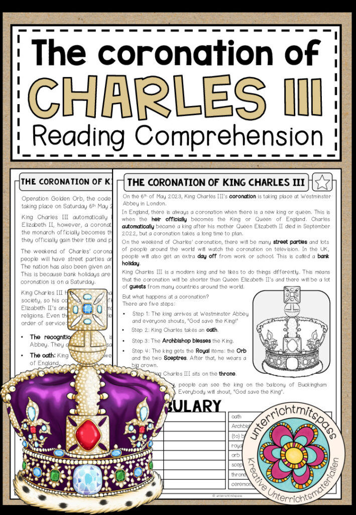 The Coronation of King Charles III – Reading Comprehension (2-fach differenziert + Conversation Strips)