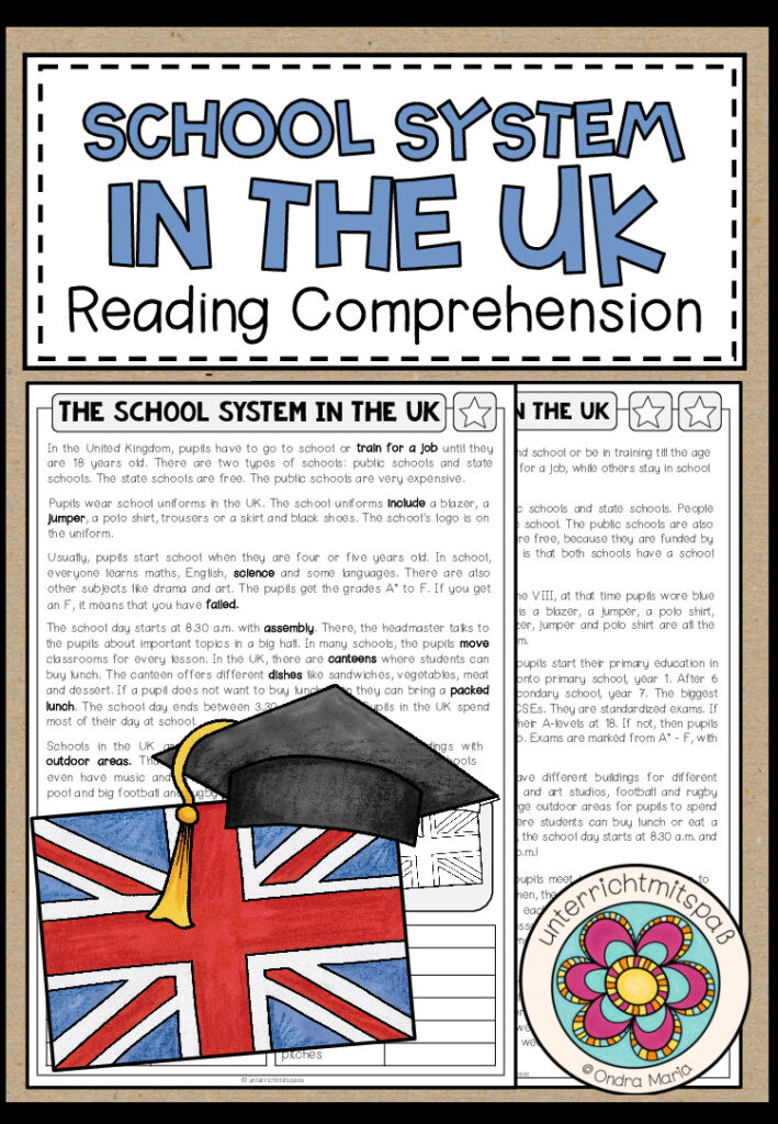 The School System in the UK – Reading Comprehension (2-fach differenziert + Conversation Strips)