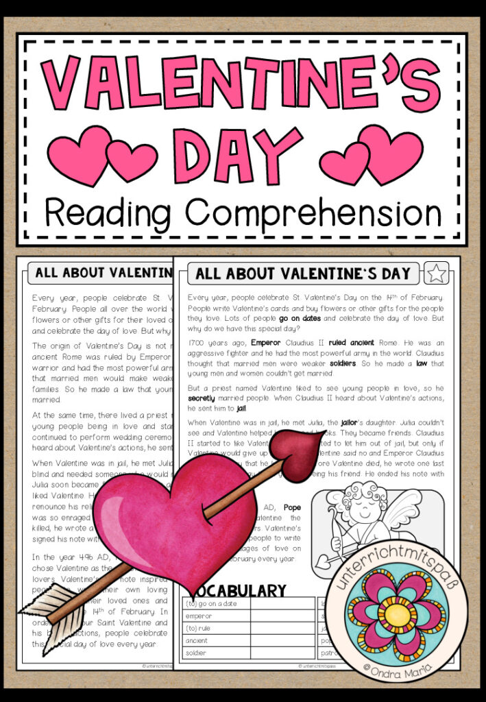 VALENTINE’S DAY – Reading Comprehension (2-fach differenziert + Conversation Strips)