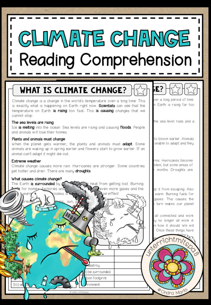 What is CLIMATE CHANGE? – Reading Comprehension (2-fach differenziert + Conversation Strips)