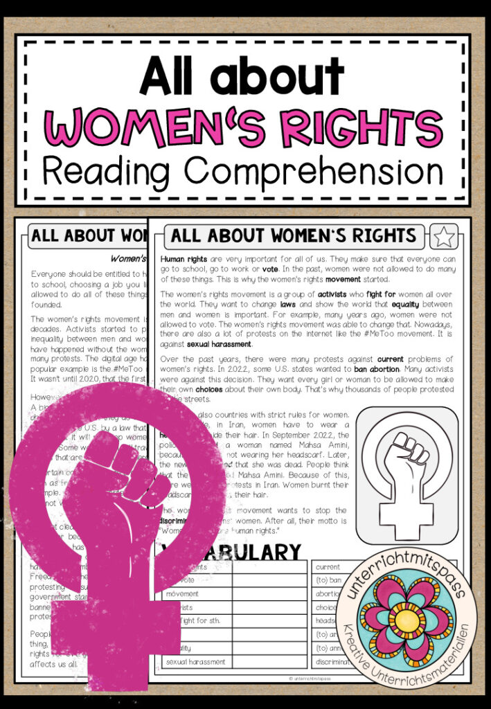 WOMEN’S RIGHTS – Reading Comprehension (2-fach differenziert + Conversation Strips)
