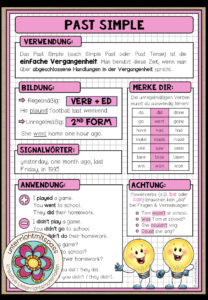 PAST SIMPLE – Merkblatt (mehrere Versionen)