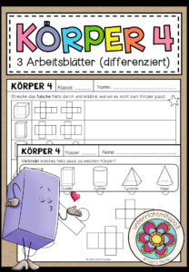 KÖRPER – Körpernetze (3 Arbeitsblätter)