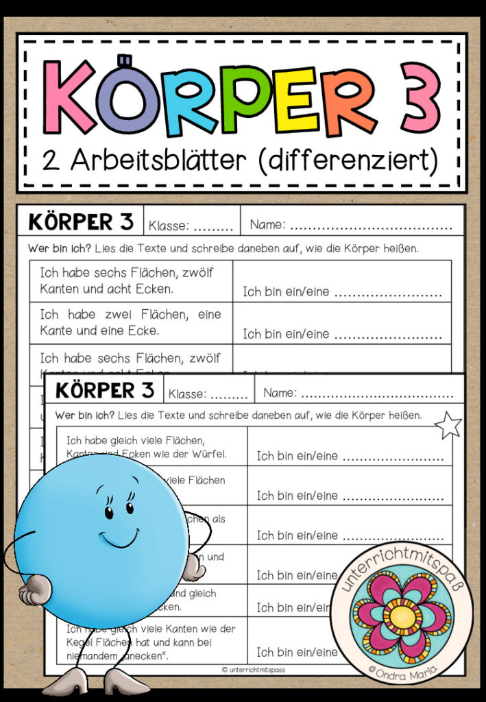 KÖRPER Eigenschaften – 2 Arbeitsblätter (differenziert)