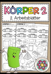 KÖRPER erkennen – Mathe-Malspaß (2 Arbeitsblätter)