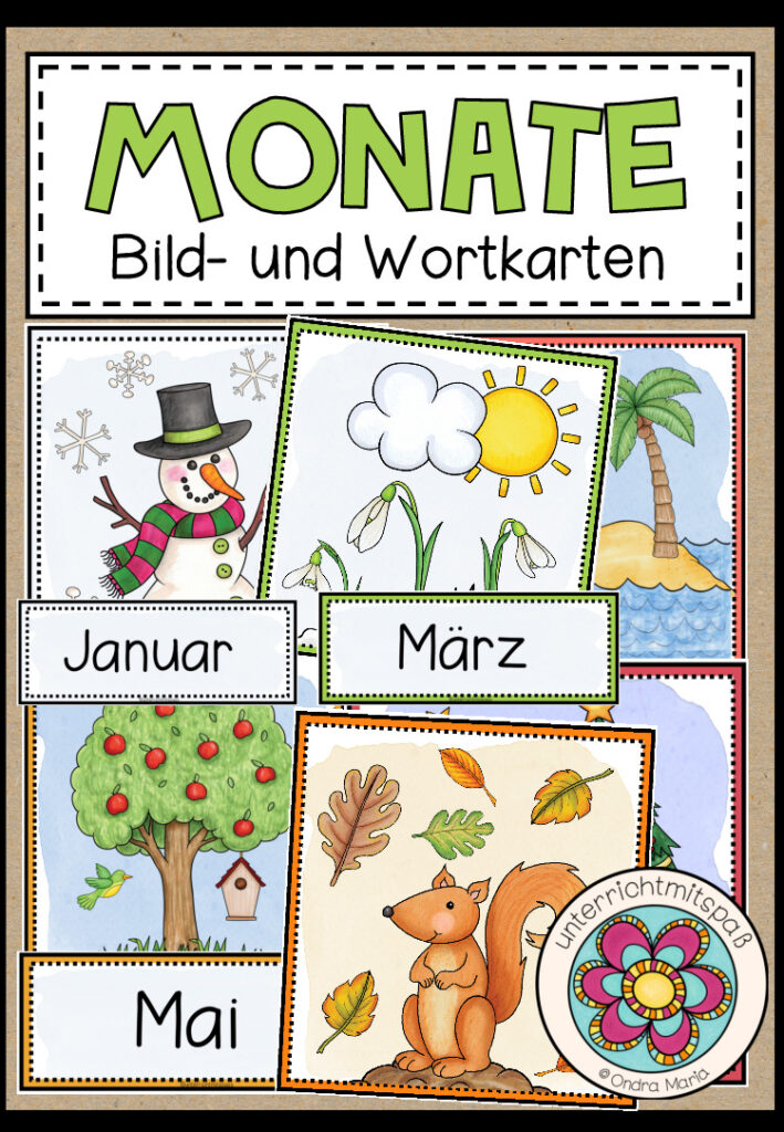 Die Monate – Bild- und Wortkarten
