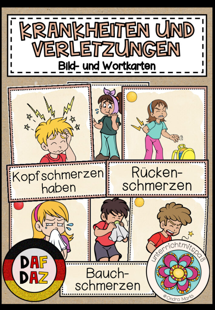 KRANKHEITEN UND VERLETZUNGEN – Bild- und Wortkarten (DAF/DAZ)