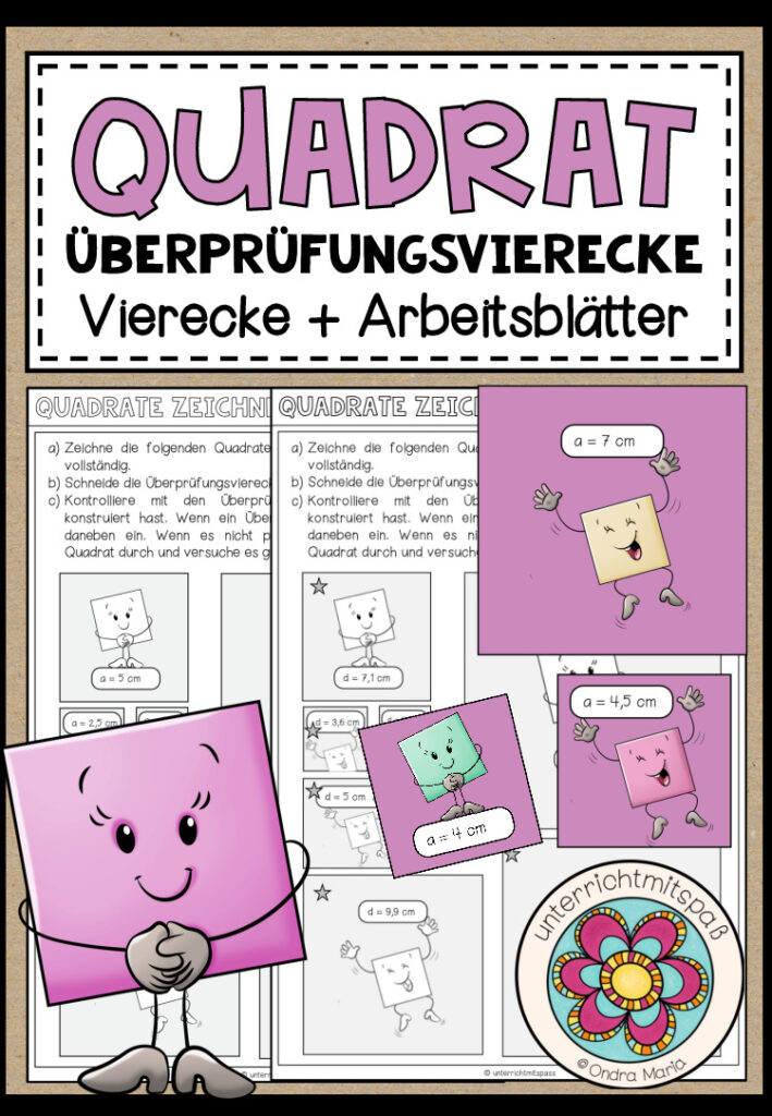 QUADRAT – Überprüfungsvierecke (Vierecke + Arbeitsblätter)